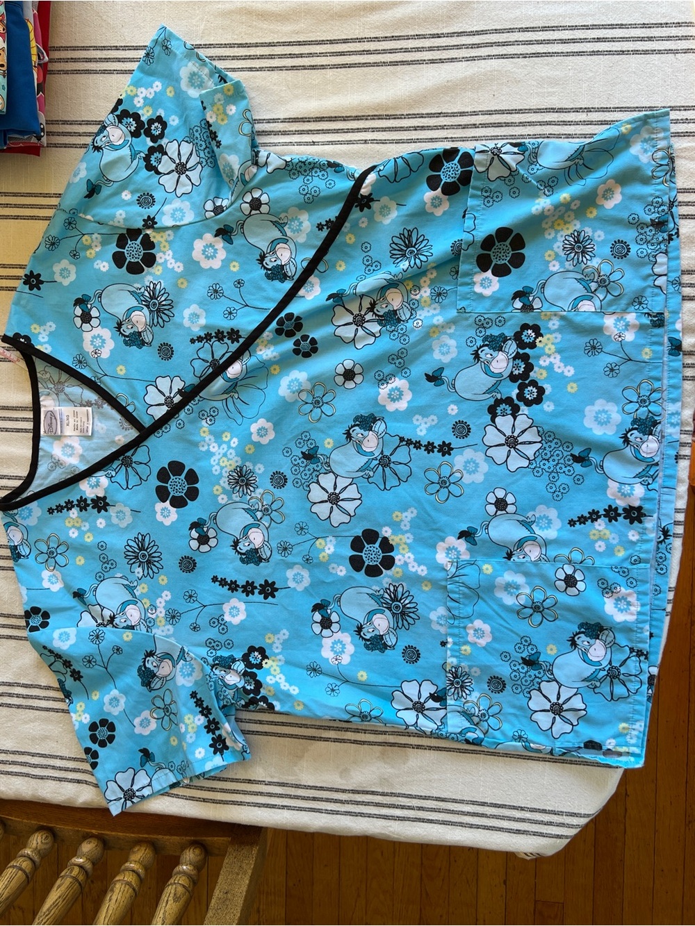 Lot of 2, Disney Blue Eyore and Nemo Scrub Tops
